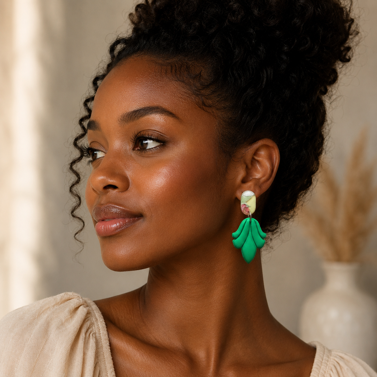 Emerald Fleur-de-lis Dangles
