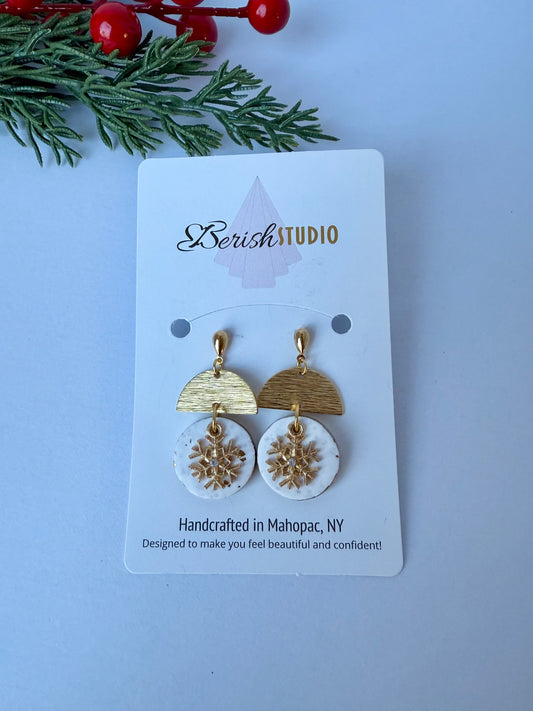 Gold Snow Flake Earrings