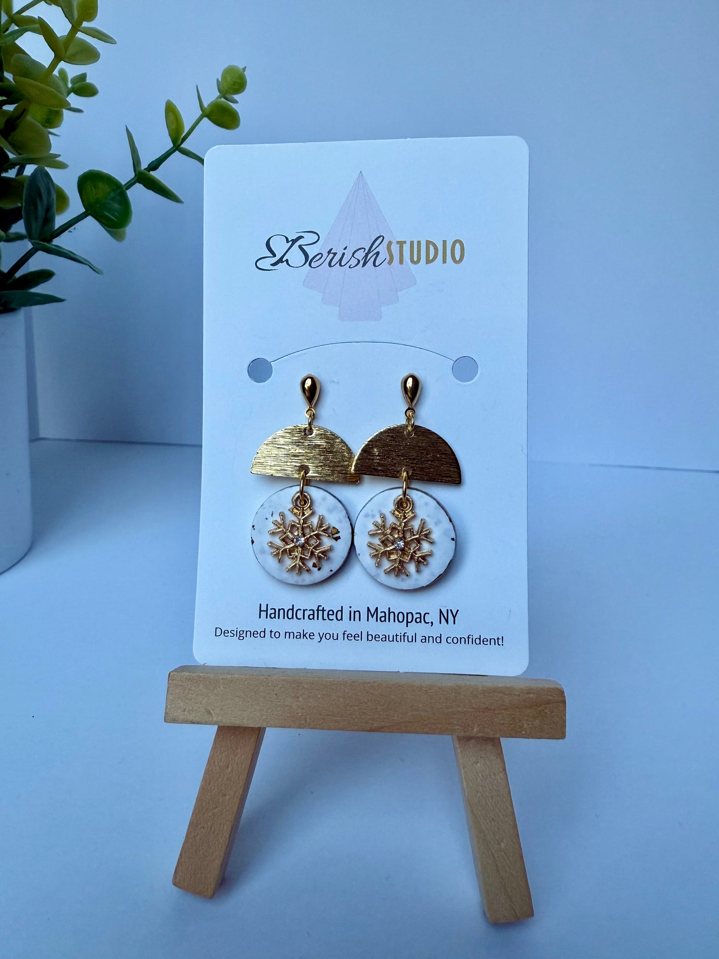Gold Snow Flake Earrings
