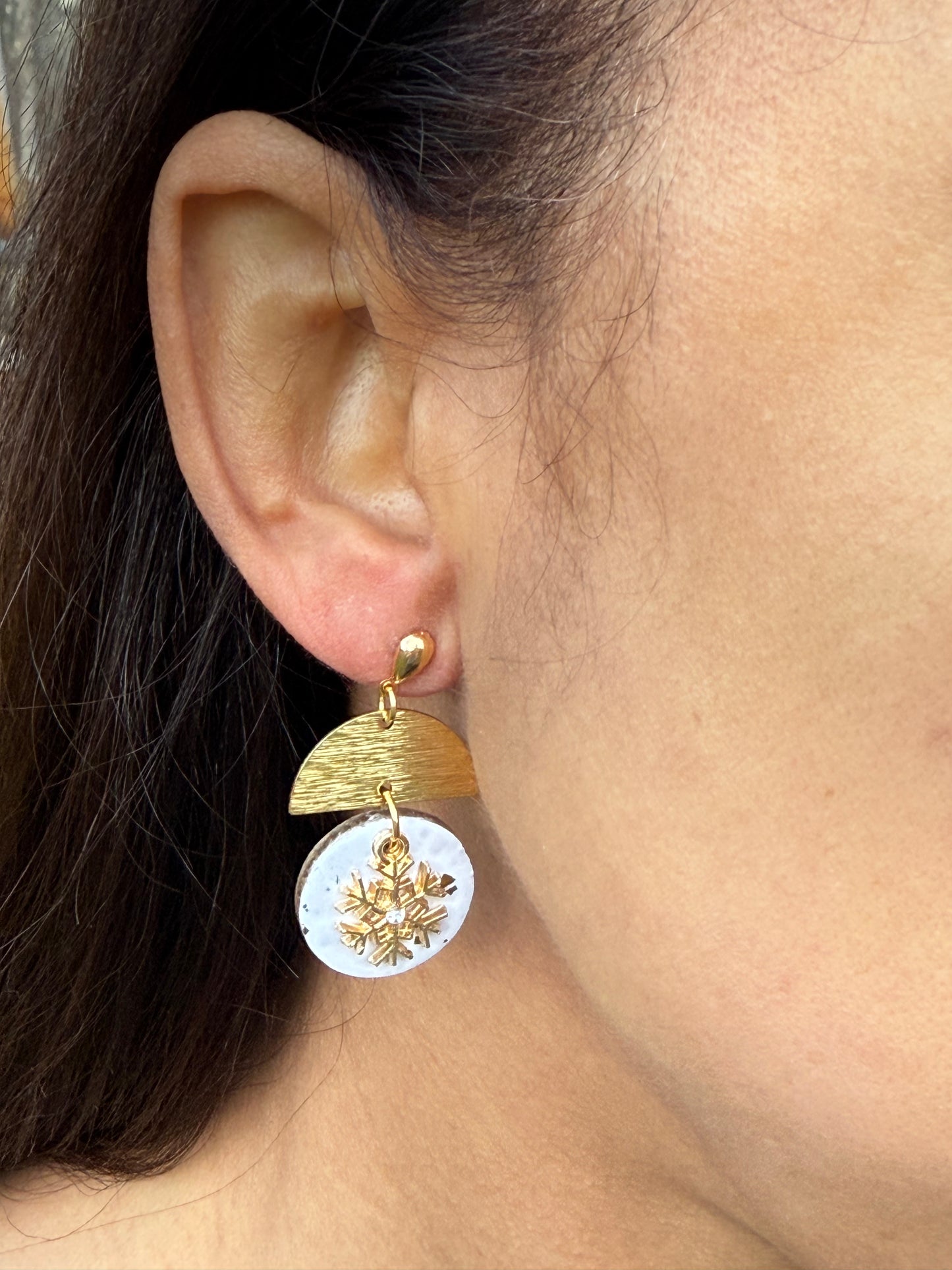 Gold Snow Flake Earrings