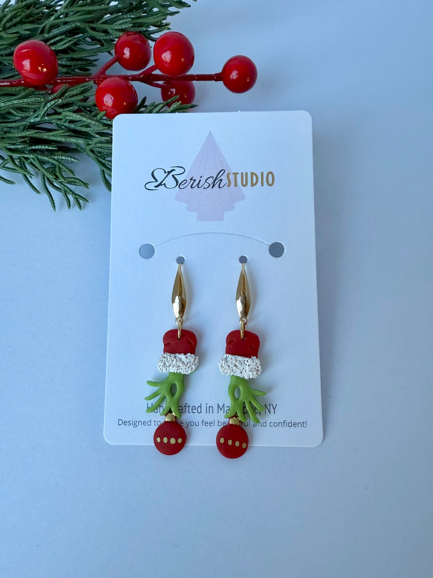 Grinch Hand with Holiday Ornament