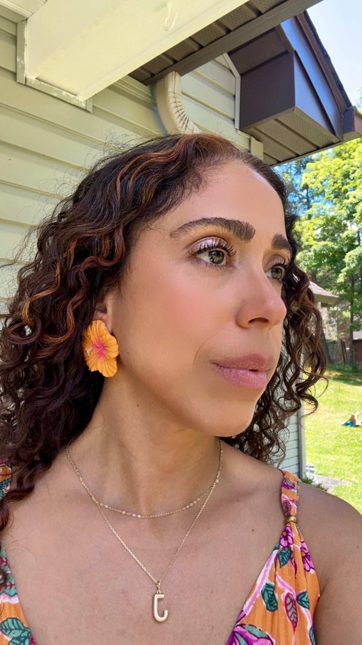 Orange Hibiscus Earrings