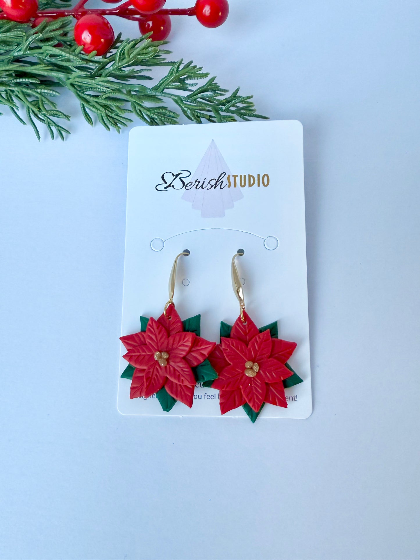 Holiday Red Poinsettia Earring