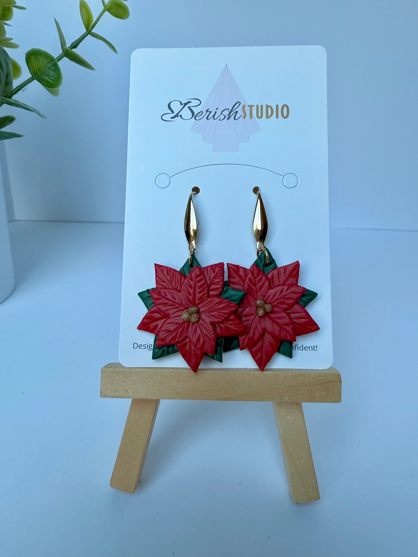 Holiday Red Poinsettia Earring