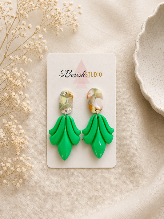 Emerald Flue-de-lis Dangles